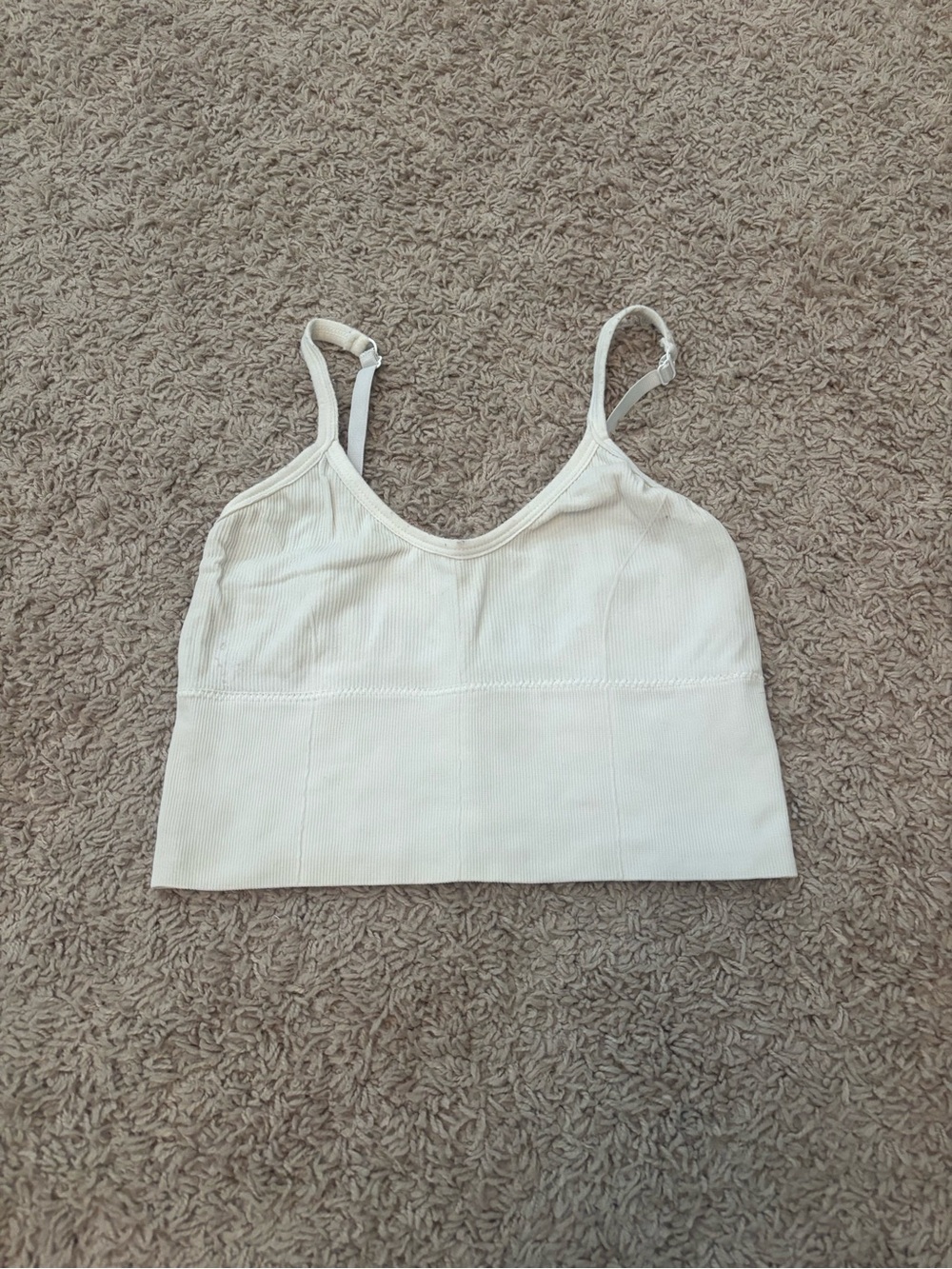 Goldhinge Cream Ribbed Crop Tank Top - Women's Sleeveless Camisole